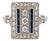 Vintage Art Deco Platinum Sapphire & Diamond Ring, Size 6.5 For Sale