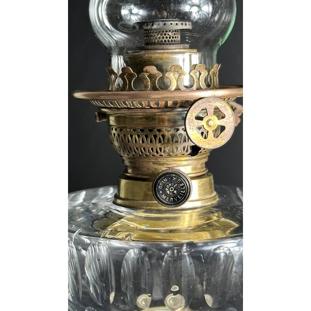 Metal Antique French Lamp in Onyx with Crystal and Bronze, 1870s For Sale - Image 7 of 11