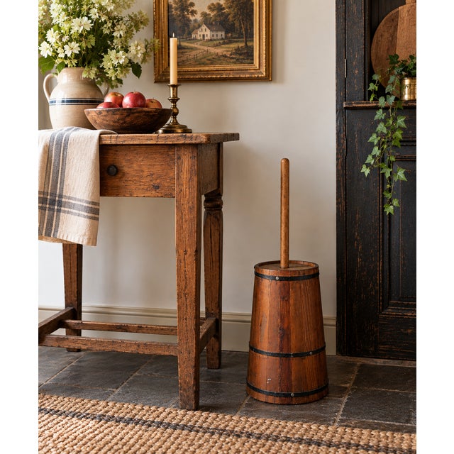 Antique Primitive Wooden Stave Butter Churn With Dasher, C. 1890–1919 For Sale - Image 4 of 14