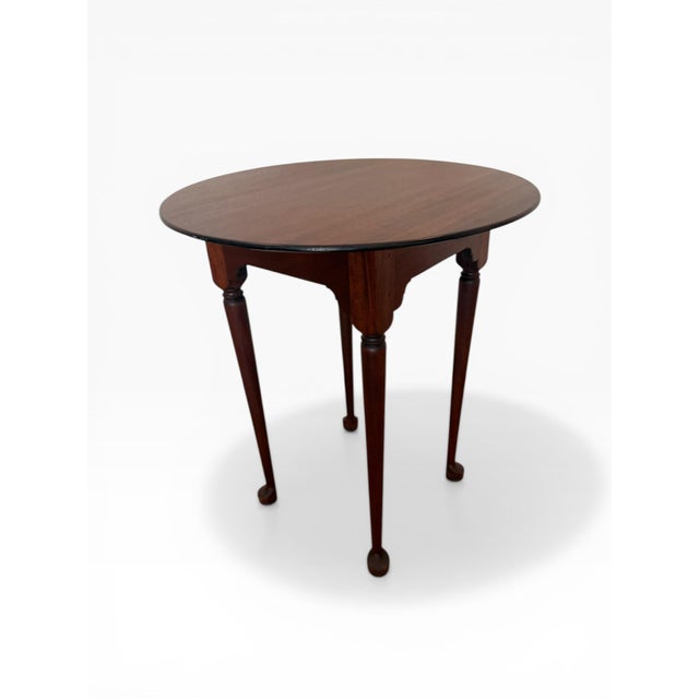 Traditional Late 20th Century Kittinger Colonial Williamsburg Drop Leaf Round Mahogany Table For Sale - Image 3 of 15