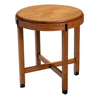 Art Deco Amsterdam School Round Side Table, 1930s For Sale