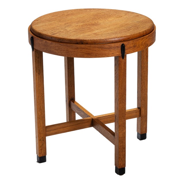 Art Deco Amsterdam School Round Side Table, 1930s For Sale