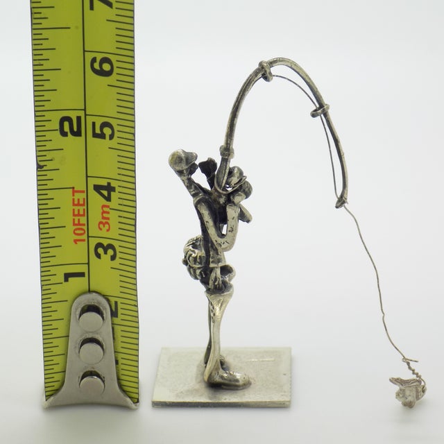 Vintage Italian Genuine Silver 800 Fisherman Dollhouse Miniature Figurine by Yeso, Arezzo, 1970s For Sale - Image 12 of 13