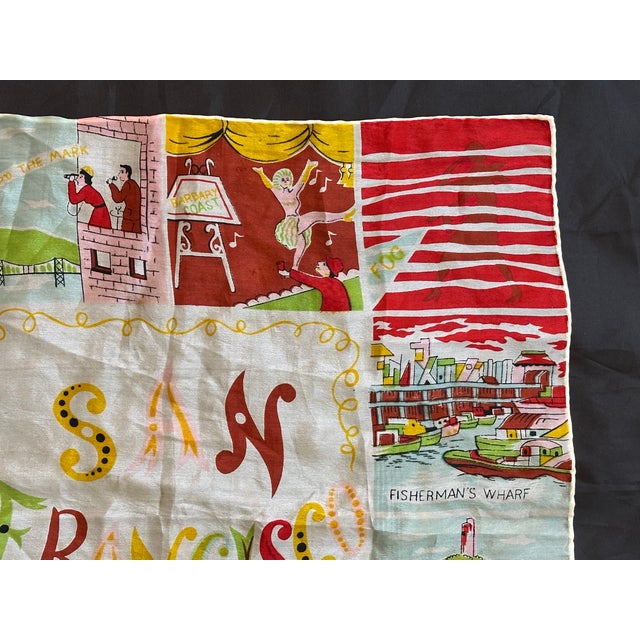 American Carl Tait San Francisco Landmarks Vintage Silk Textile Panel For Sale - Image 3 of 10