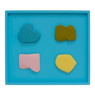 Jaena Kwon "Slice_Sea" Minimal Abstract Colorful Acrylic Shapes Artwork in Frame