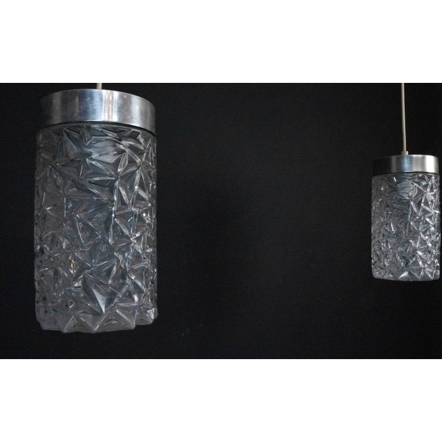 Metal Italian Pendant Lights in Glass and Polished Aluminum, 1970s, Set of 2 For Sale - Image 7 of 13