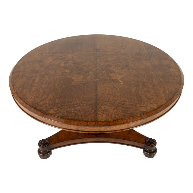 19th Century English Burr Oak Centre Table For Sale