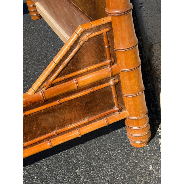 19th Century Rj Horner Style Faux Bamboo Birds Eye Maple Bed Frame For Sale - Image 10 of 12