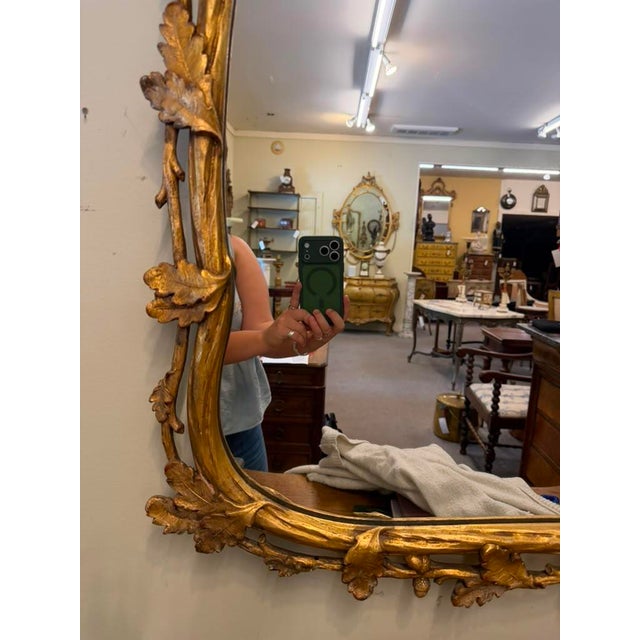 19th Century French Ornately Hand-Carved Gilded Mirror With Oak Leaf & Acorn Motif, Circa 1890 For Sale - Image 9 of 10