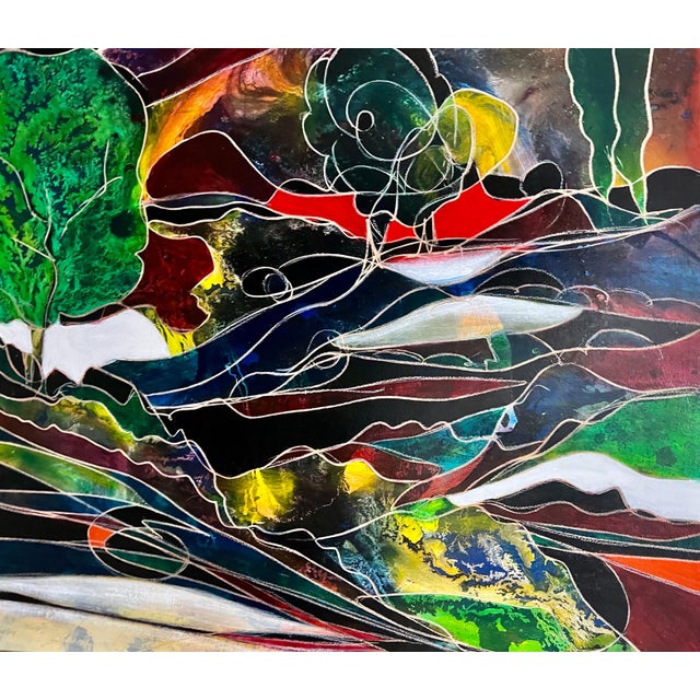 Jean-Claude Gaugy (French, b. 1944) Very large oil on hand carved wood board "Au Dessus et au Dessous, La Meme". Hand...