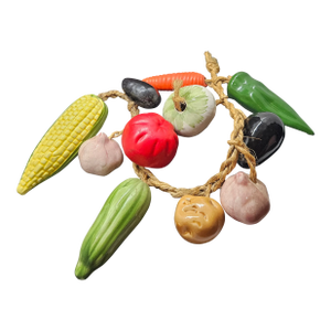 Vintage Rustic Ceramic Vegetables on a Rope
