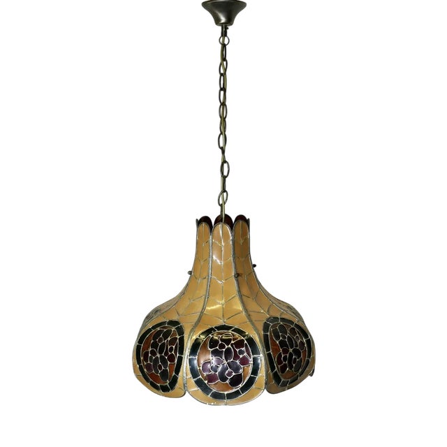 Pop Art Tiffany Style Moulded Leaded Ceiling Shade, 1960s For Sale