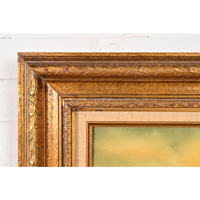 Original Artist Signed Oil Rural Landscape Painting of "Barn in Afternoon" in Carved Giltwood Frame For Sale In South Bend - Image 6 of 12