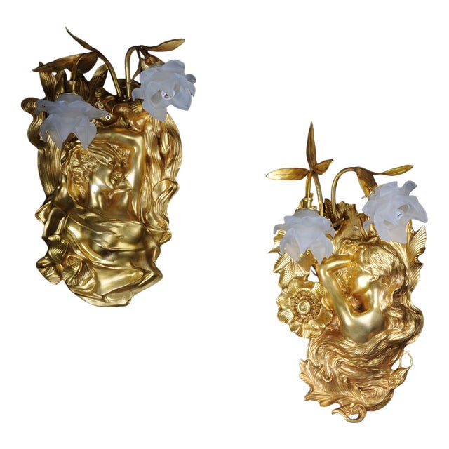 French Art Nouveau Wall Sconces, Paris, Set of 2 For Sale