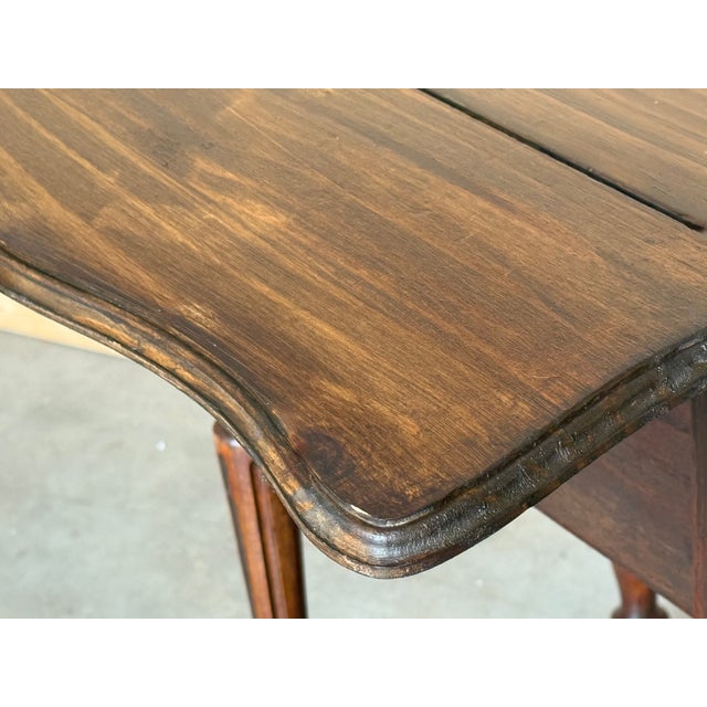 Victorian Wood Drop Leaf Side Table With Turned Legs and Wheels For Sale - Image 14 of 18