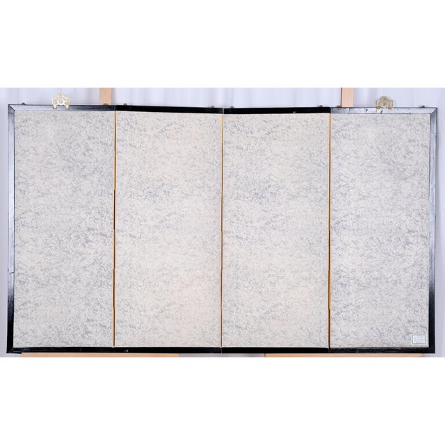 1970s Chinese Byobu "Traditional Floral Vignettes" on This 4-Panel Folding Screen Very Good Front Panels and Very Good + Back Panels For Sale - Image 10 of 10
