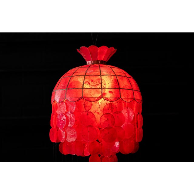 Mid-Century Modern Mid 20th Century Mid-Century Modern Three-Tier Capiz Shell Chandelier For Sale - Image 3 of 5