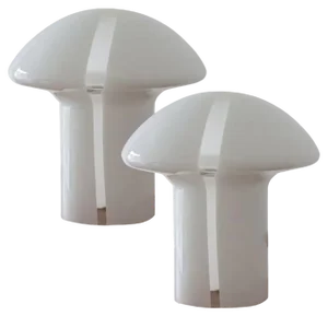 Split Mushroom Glass Table Lamps attributed to Vistosi, Murano, 1970s, Set of 2