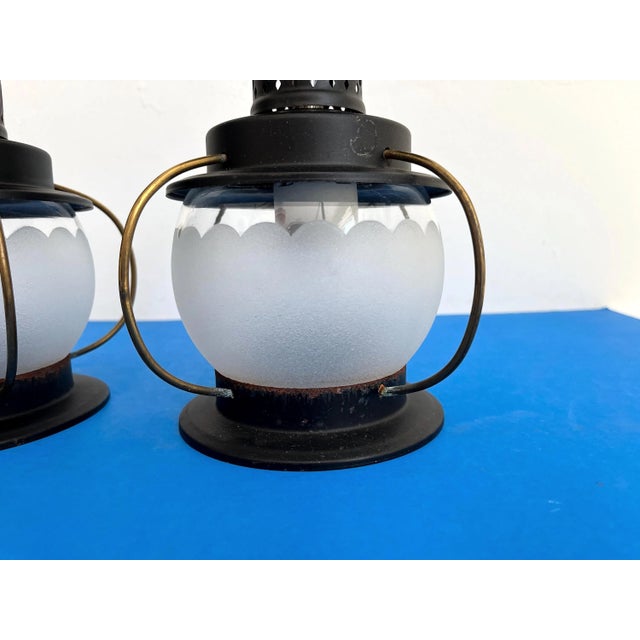Early 20th Century 1960s Nautical Lantern Lights, Pair For Sale - Image 5 of 16