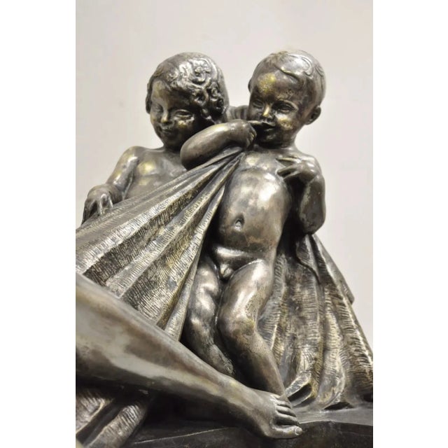 Early 20th Century Antique Louis Marcel Botinelly French Art Deco Bronze Sculpture Nude & Infants For Sale - Image 5 of 12