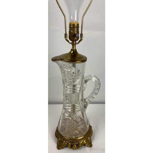 Silver Late 20th Century Neoclassical Waterford Crystal Brass Base Table Lamp For Sale - Image 8 of 9