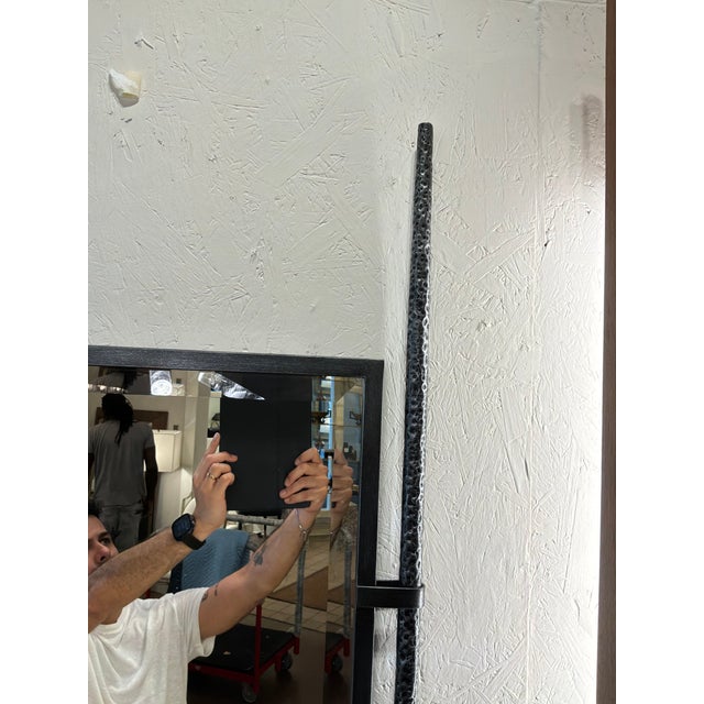 Industrial Revelation Lean on Me Mirror. Metal hammered frame, rectangular mirror. Original Retail $1395. Showroom floor...
