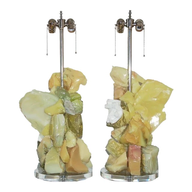 Glass Rock Lamp Sculptures in Yellow & Orange For Sale - Image 10 of 10