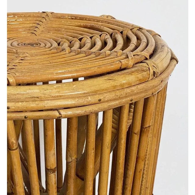Italian Stool of Rattan and Bamboo From the Mid-20th Century For Sale In Austin - Image 6 of 13