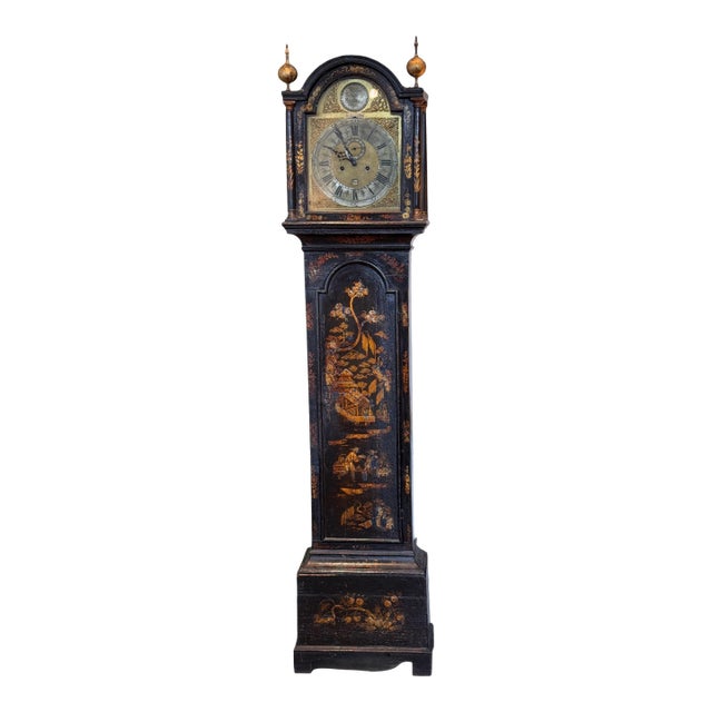 George III Chinoiserie Lacquered Longcase Clock by Joseph Fordham of Braintree For Sale