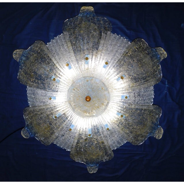 1960s Clear and Amber Graniglia Murano Flush Mount For Sale - Image 9 of 9