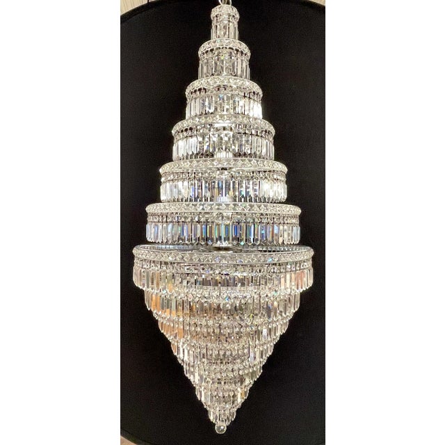 13 Tier Wedding Cake Chandelier. Crystal Prisms. Stainless Steel, Chrome 1970s For Sale - Image 13 of 13