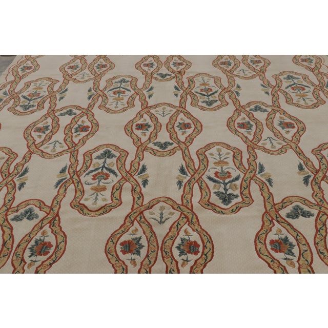 Rug & Kilim Rug & Kilim’s Tudor Style Rug in Beige-Cream With Geometric and Floral Patterns For Sale - Image 4 of 9