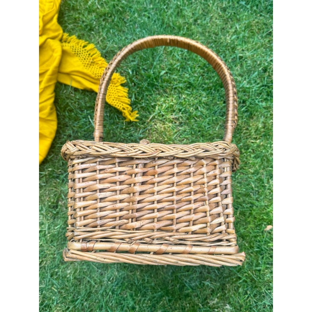 Vintage French Willow Wine Bottle Carrier Basket For Sale - Image 10 of 12