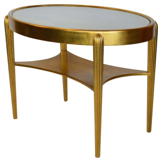 Art Deco Gold Table With Mirror Insert For Sale - Image 4 of 8