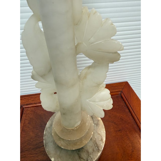 Stone Vintage Carved Italian Alabaster Table Lamp For Sale - Image 7 of 12