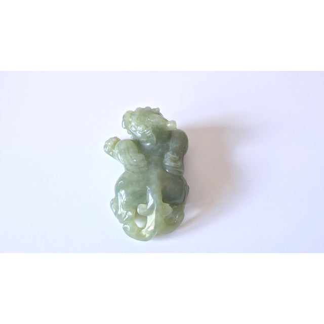 Chinese Celadon Jade Bixie Figure, Qing Dynasty or Early Republic Period For Sale - Image 4 of 8