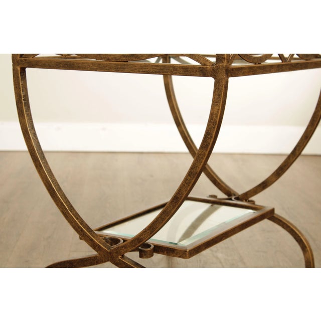 Hollywood Regency Style Wrought Iron and Glass Two Tier Side Table For Sale - Image 9 of 13