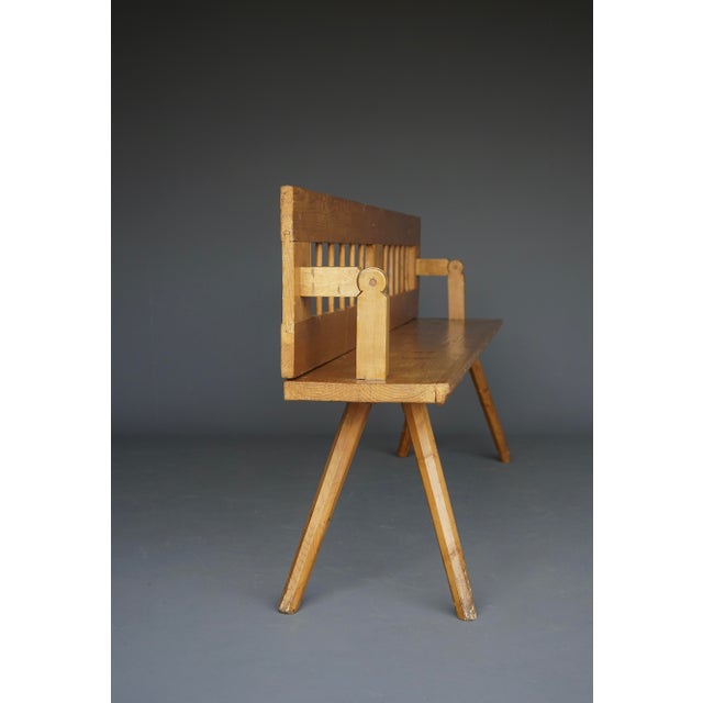 Brown Antique Scandinavian Pine Bench with Turnable Backrest, 1890s For Sale - Image 8 of 14