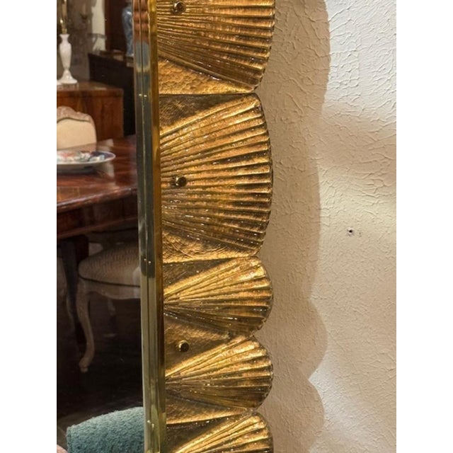 Early 21st Century Modern Gold Murano Glass Shell Mirror For Sale - Image 5 of 5