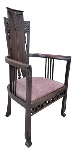 Antique Carved High Back Bishop Chair