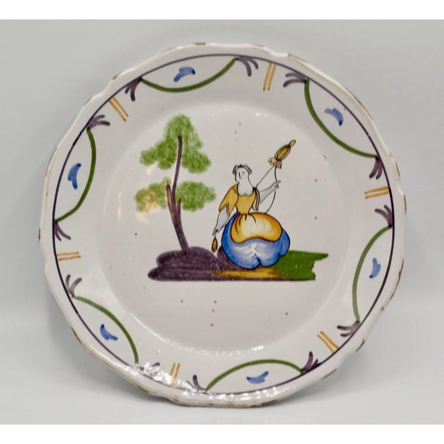 Antique French Moustiers Plate For Sale - Image 9 of 9