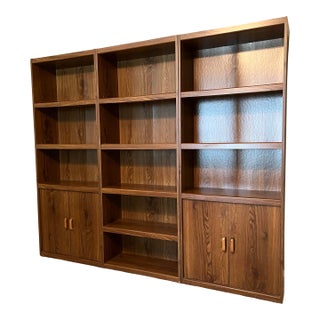Vintage Mid-Century 3-Piece Bookshelf Wall Unit For Sale