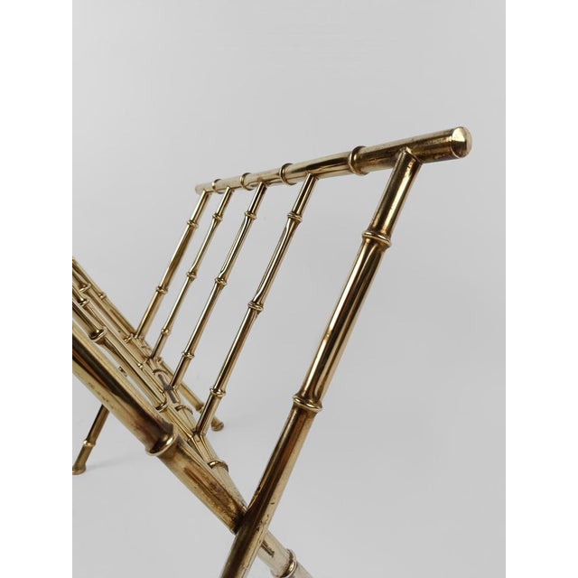 Vintage Gilded Brass & Faux Bamboo Magazine Rack, Italy, 1960s For Sale - Image 17 of 18