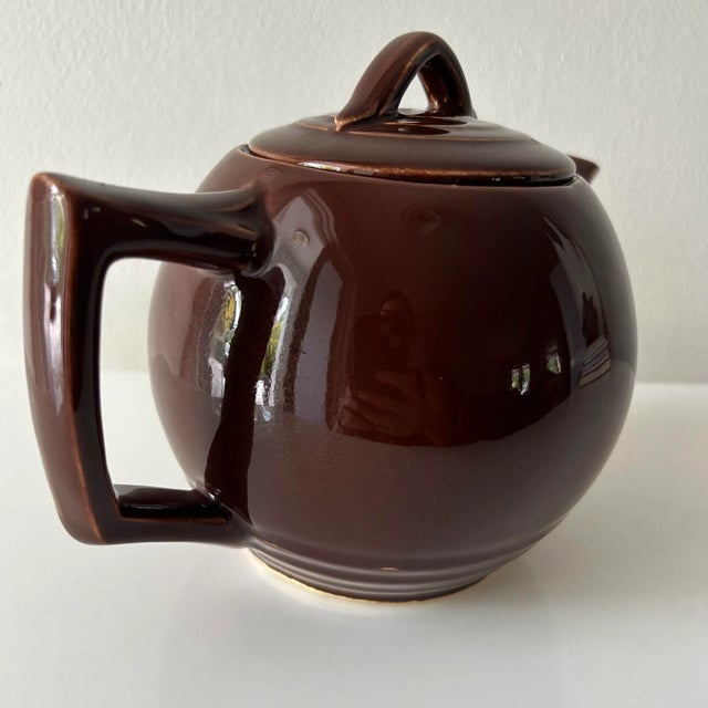Mid-Century Brown Art Deco McCoy Tea Pot For Sale - Image 4 of 8