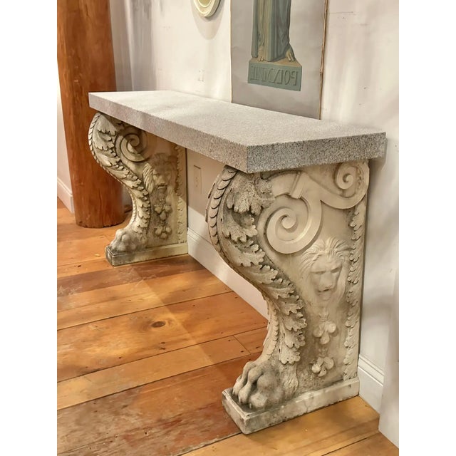 Neoclassical Pair of 19th Century Marble and Granite Console Tables For Sale - Image 3 of 8