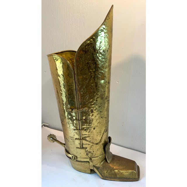 Vintage English Brass Boot Shaped Umbrella Stand For Sale - Image 4 of 10