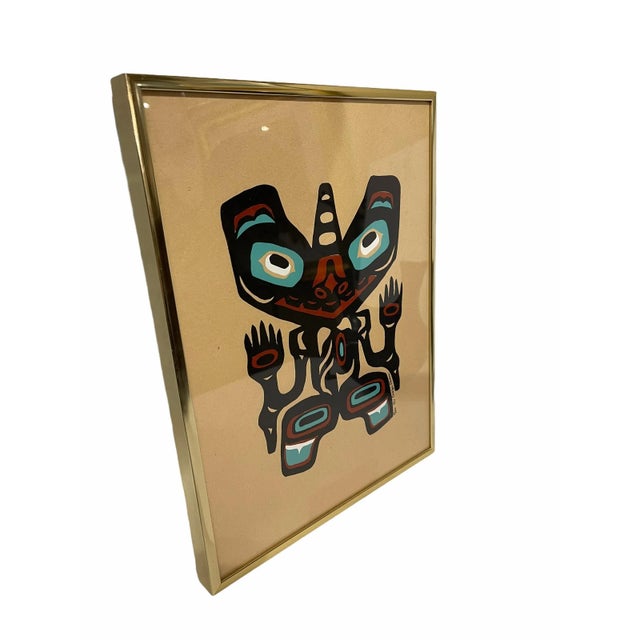 Late 20th Century Late 20th Century Alaskan Inuit Style Tribal Totem Art Vintage Signed Serigraph For Sale - Image 5 of 8