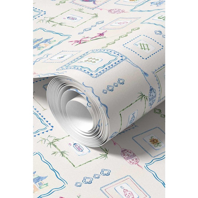Textile Mahjong Tile Grasscloth Wallpaper by House Party | Soap White | 8 Yards For Sale - Image 7 of 7