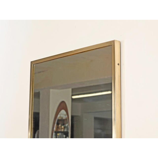 1950s Large Mid-Century Modern Italian Brass Rectangular Wall Mirror, Italy, 1950s For Sale - Image 5 of 12