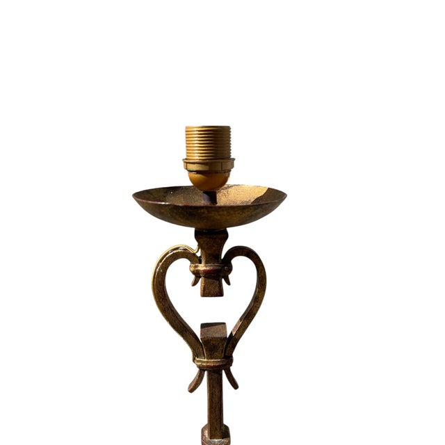 Vintage Floor Lamp in Wrought Iron and Gilt from Maison Ramsay, 1940, in Very Good conditions. Designed 1920 to 1949 I...